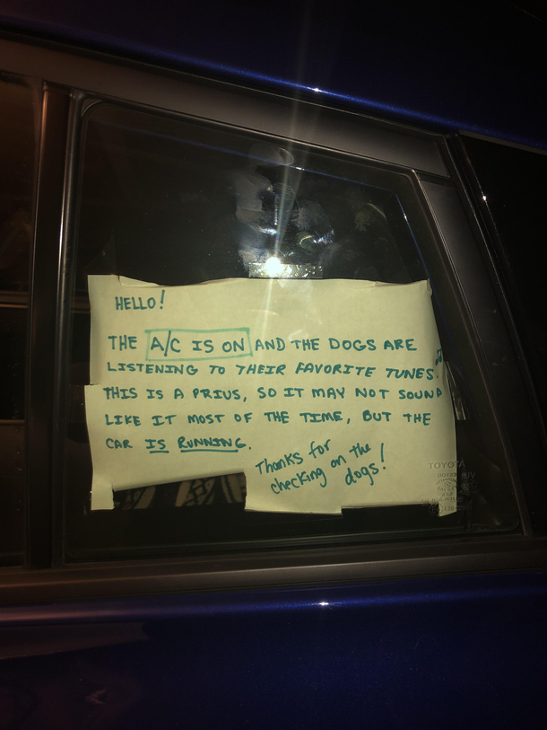 My cousins sign on his Prius