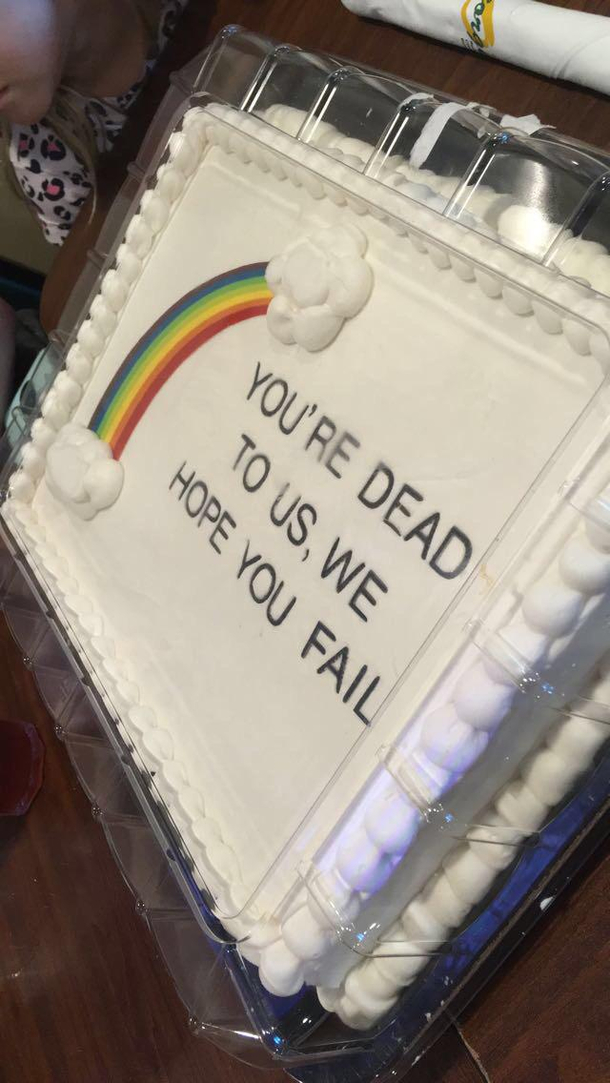 My coworker of  years had her last day at work today We will miss her so we bought her a cake
