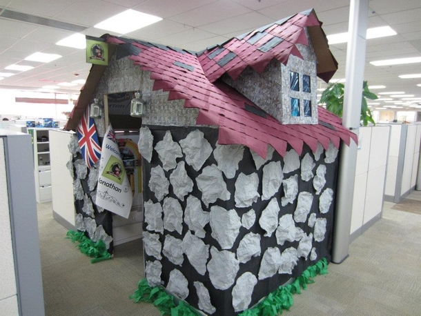 My coworker returned from his vacation in England to this