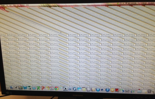 My coworker was trying to delete  files but missed the recycling bin