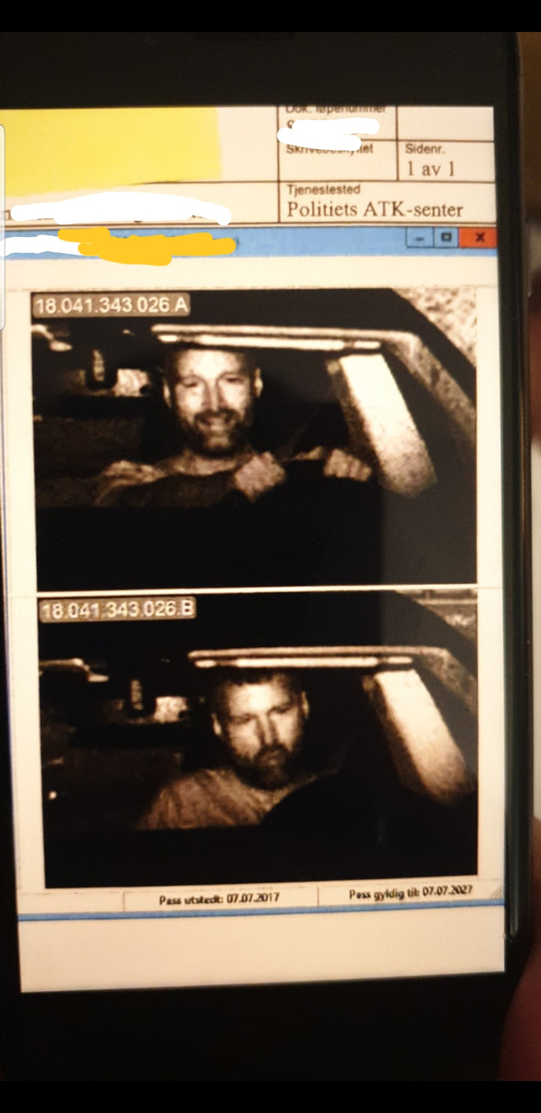 My dad before and after he noticed he was caught by a black box