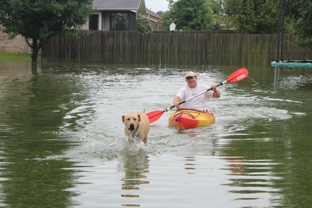 My dad decided to take advantage of all the rain