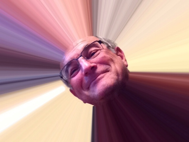 My dad emailed me this picture of himself after getting an iPad the title Here comes the sun