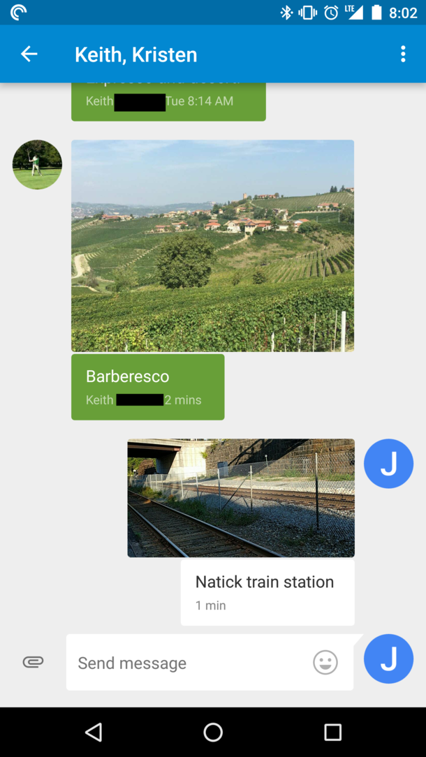 My dad keeps sending nice vacation photos from Italy We have been responding with photos of our own