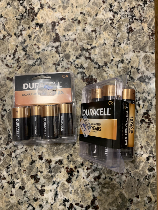 My Dad needed C-batteries so my brother got what he thought was two different kinds of C-batteries