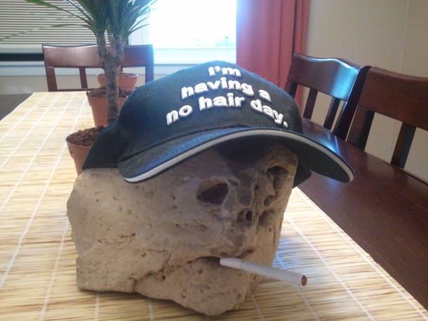 My dad said he found a rock that looked like a face and I came home to this