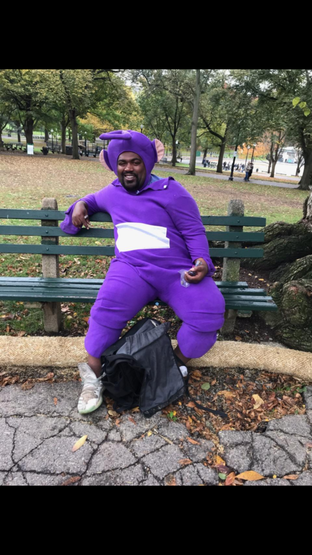 My dad saw this Teletubby smoken a bowl in the Boston common today and asked him for a picture