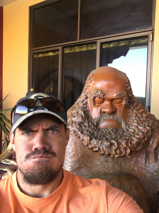 My dad went to a place where they teach you about ancient culture and he got bored and started snapping pics with the statues
