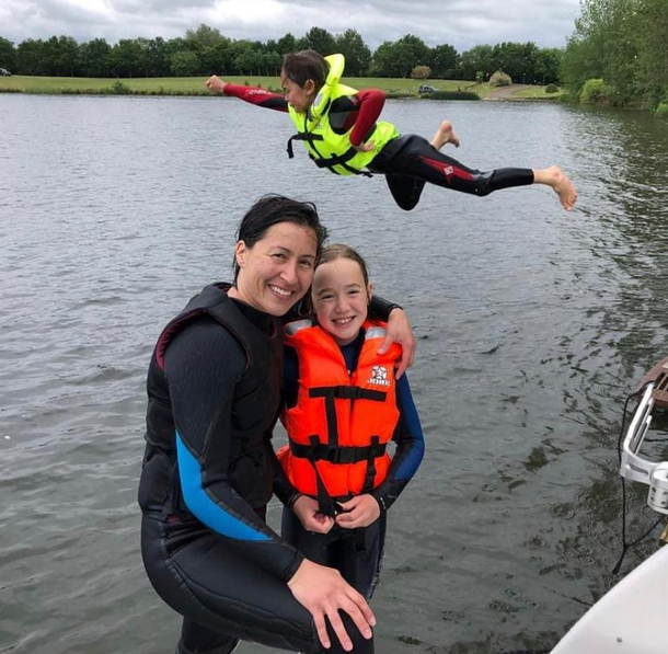 My daughter asked her dad to be launched into my photo where she struck this pose Now she is convinced she is a real superhero