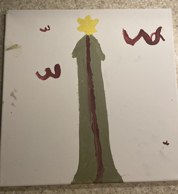 My daughter came home with this XXX-Mas tree painting today