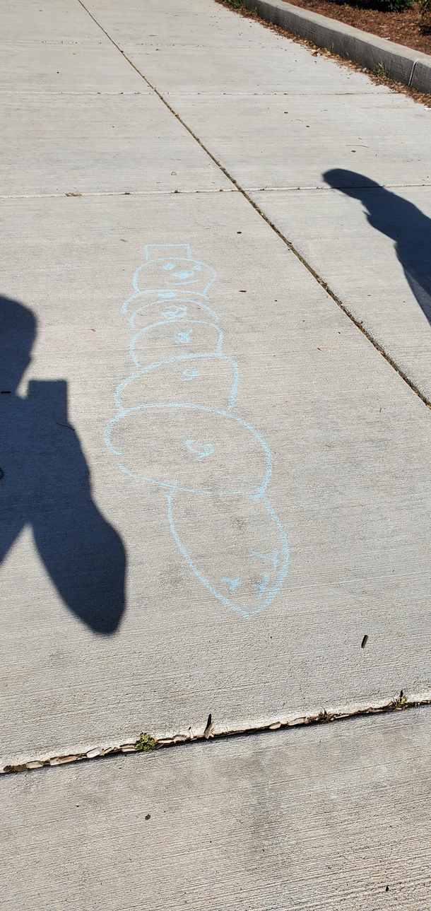 My daughter drew an ice cream snowman Im pretty sure it said Howdy Ho