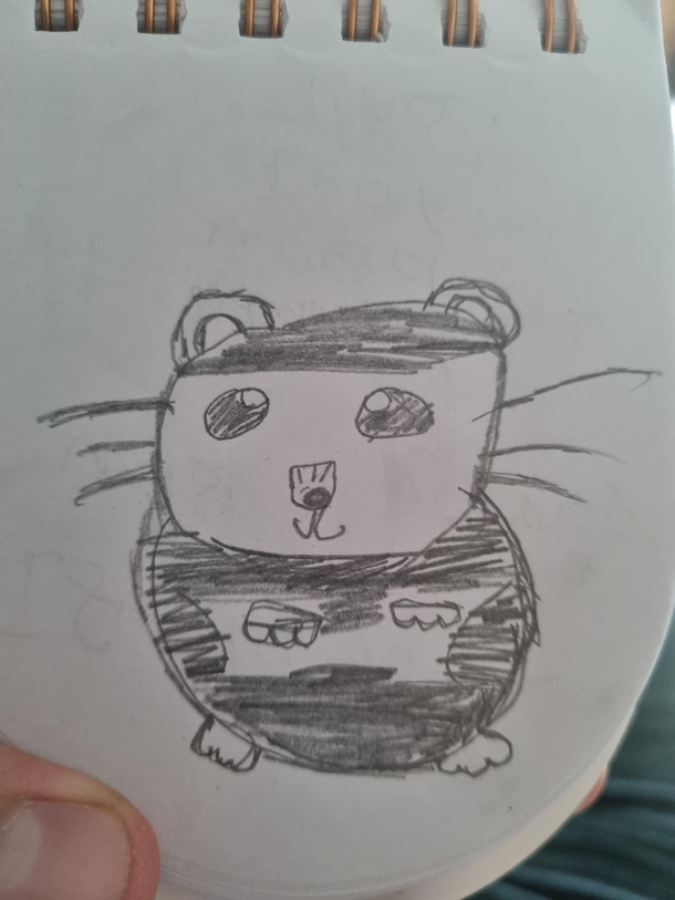 My daughter drew her hamster reminds me of someone