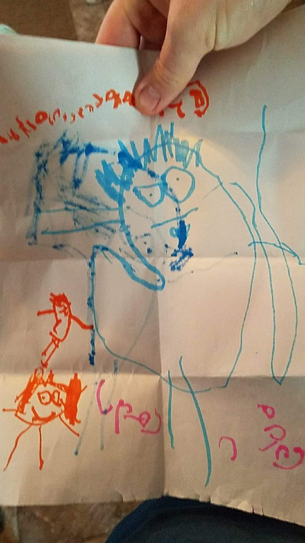 My daughter drew this picture of me when she thinks Im being mean and angry
