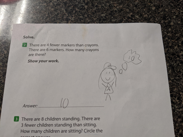 My daughter had to show her work She said she did it in her head