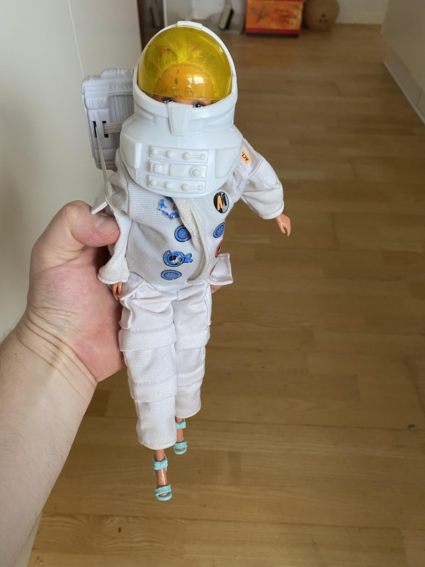 My daughter is really nailing these combos While Action Dad is home with kids Pregnant Barbie mom is rocking the astronaut business