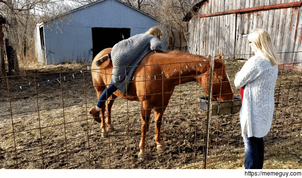 My daughter showing me she doesnt need a saddle then this happens