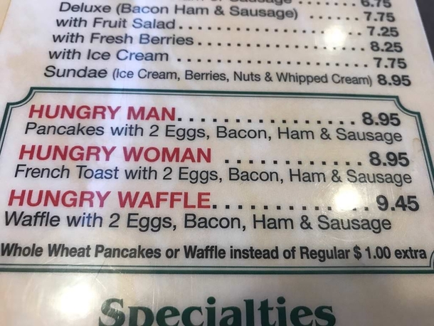 My diner finally got the  genders right