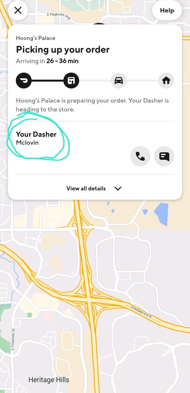 My Door Dashers name cant make this up