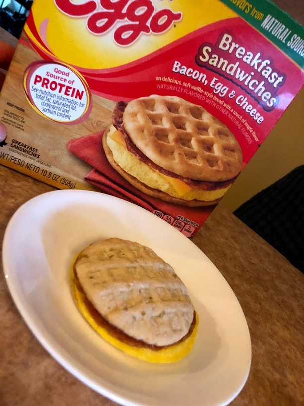 My Eggo waffle breakfast sandwich