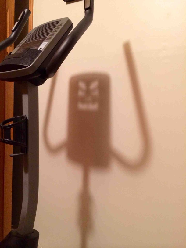 My exercise bike has an angry shadow
