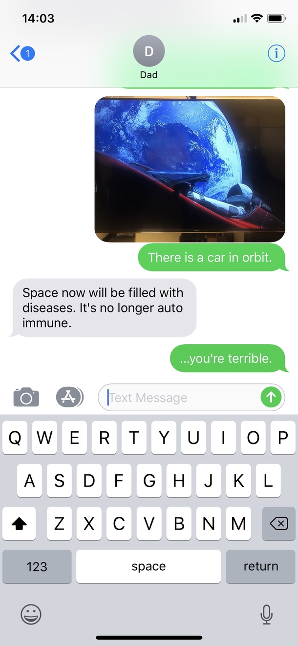 My father is the king of space related dad humor