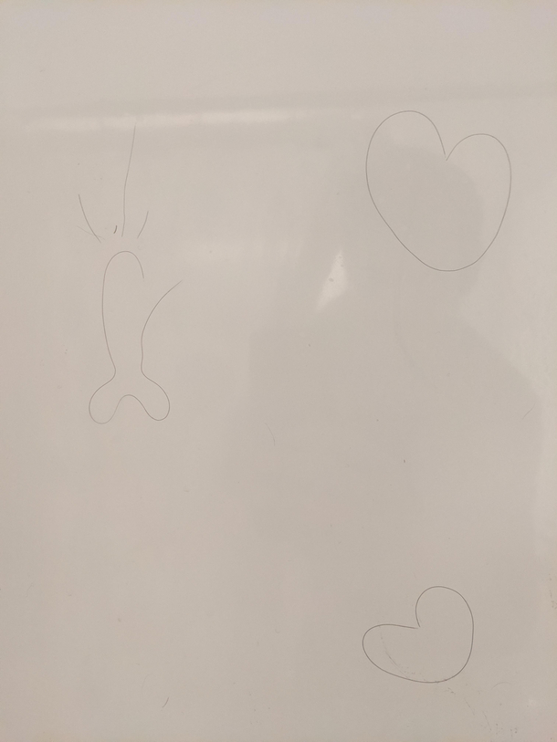 My fiance and I leave each other shower pictures with her hair Usually its hearts Today her art evolved