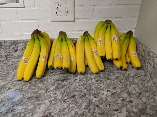 My fiance tried to have our groceries delivered today She said she wanted five bananas and somehow the woman misunderstood and bought THIRTEEN POUNDS OF BANANAS