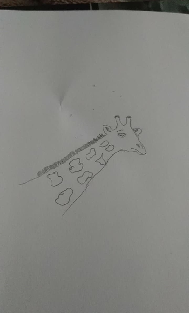 My first attempt at drawing a giraffe and it looks like its over my sht lol