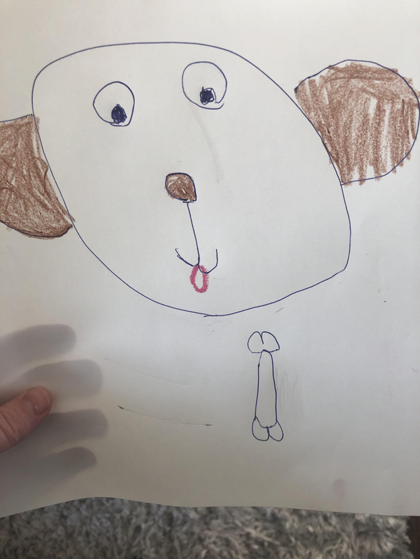 My five year old is very proud of her dog and his bone