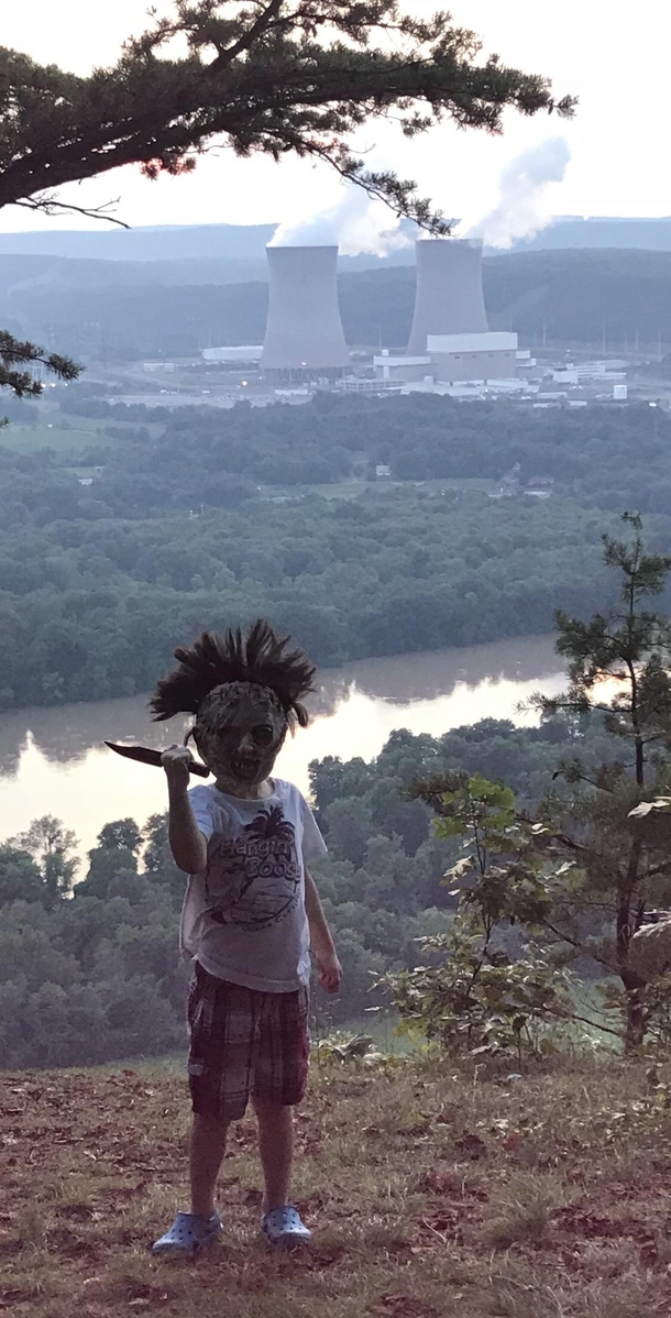 My four year old son brought his new Leatherface mask on the hike yesterday Looks like hes ready to wreak some havoc on the valley below I am new to RedditI dont know how to pick the sub category in the app