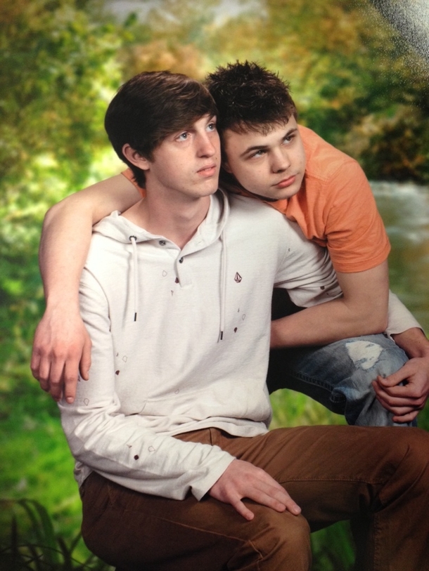 My friend and I managed to talk the photographer into letting us take our school pictures together