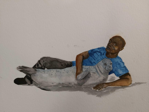My friend asked me what should she draw and I said Seal holding a seal I was not disappointed