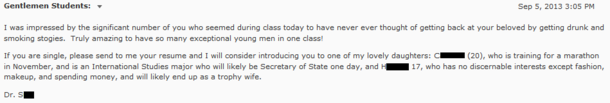 My friend got this e-mail from one of his teachers
