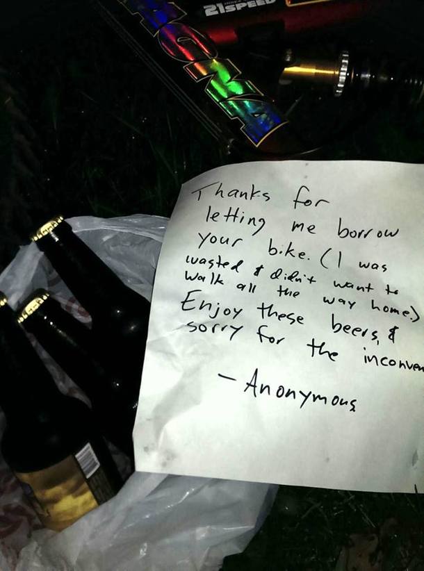 My friend had his bike stolen and this was there the next day