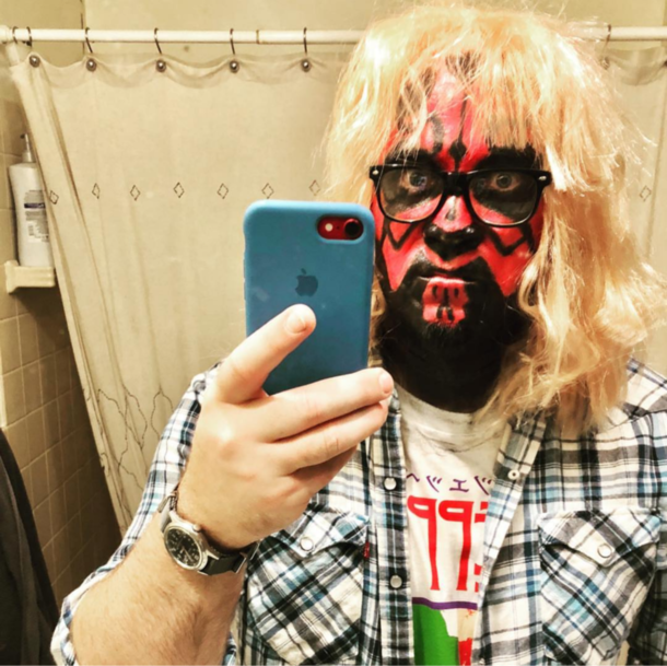 My friend is Garth Maul for halloween