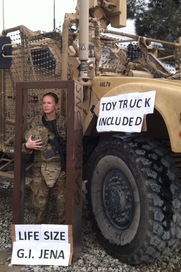 My friend is serving in Afghanistan this is a picture of her Halloween costume