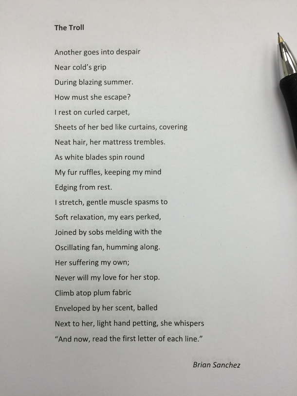 My friend is taking a poetry class at his college