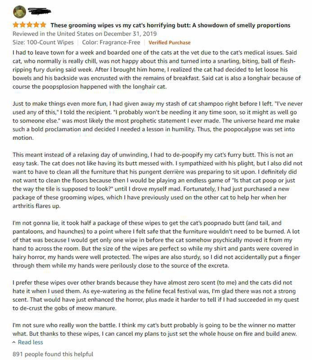 My friend just wanted cat wipes instead she found this amazing review