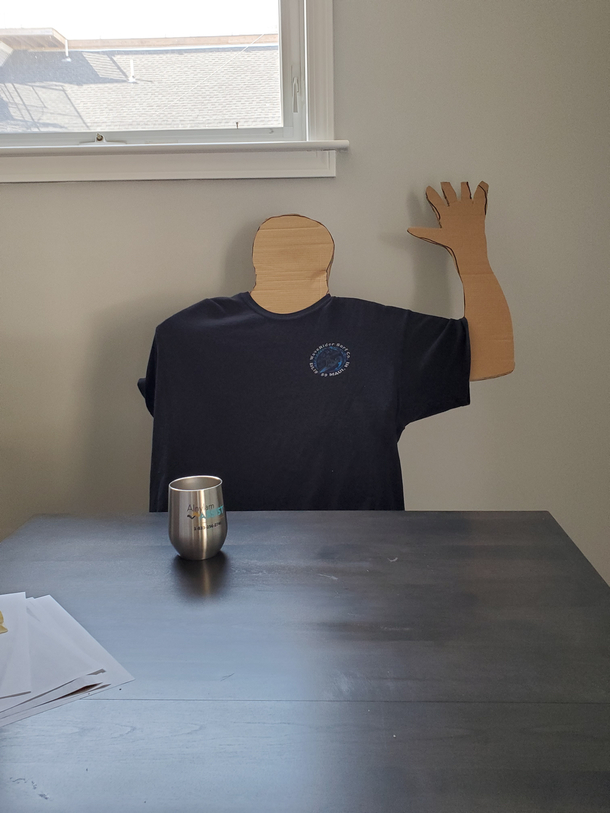 My friend sent me this saying he made a drinking buddy Quarentine is not treating him well