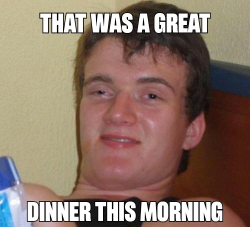 My friend thanking me for breakfast 