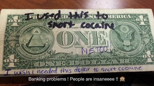 My friend works at a bank and came across this dollar bill the other day
