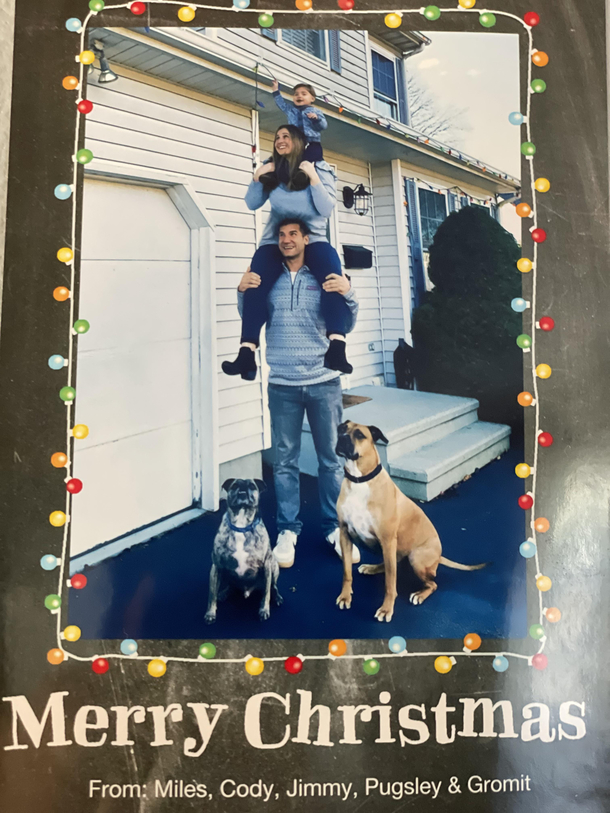 My friends are on a whole other level with their Christmas card game