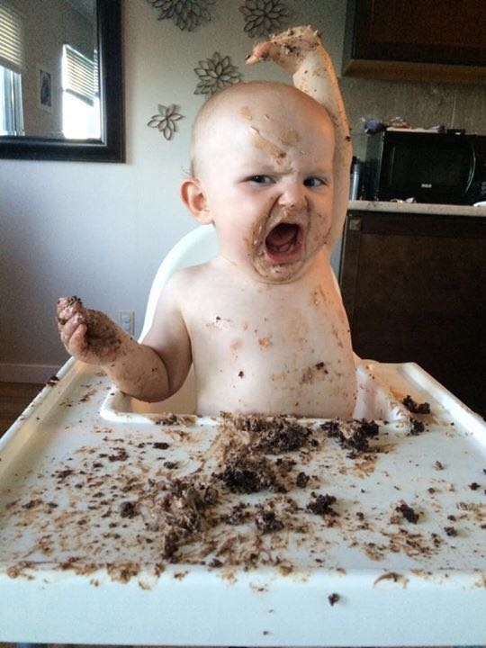 My friends baby had his first birthday cake and I think he wanted more