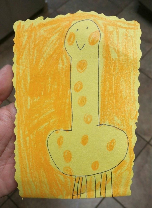 My friends daughter drew him a giraffe in school today What do you guys think