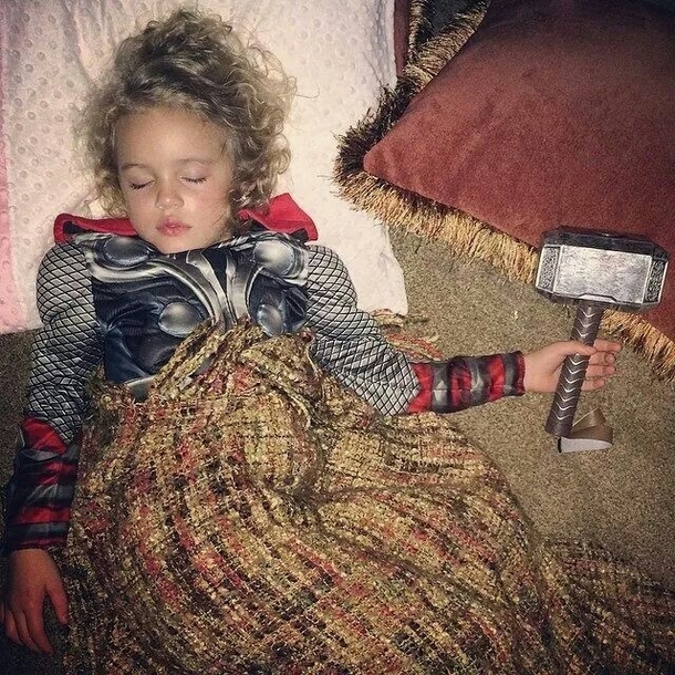 My friends daughter feel asleep watching Thor last night
