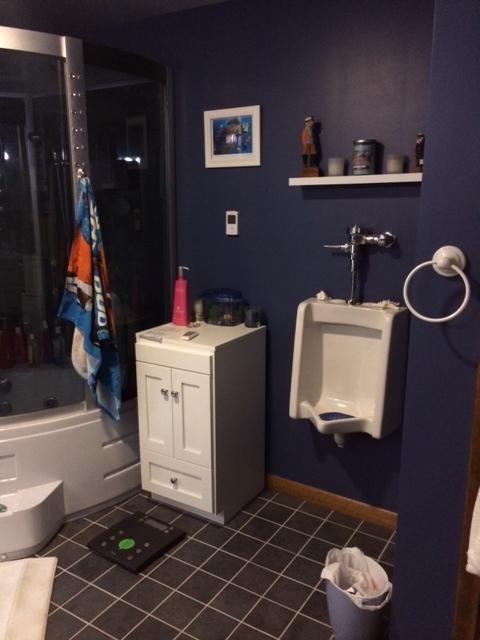 My friends father flushed away his last fuck to give and installed a urinal in his bathroom following his divorce