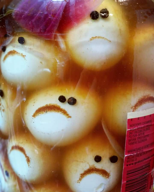 My friends pickled eggs settled like this