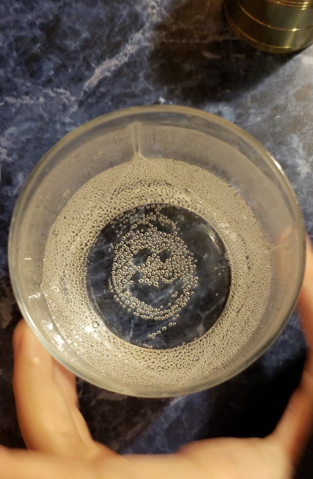 my friends soda fizz created a happy face