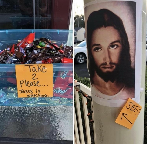 My friends took their kids trick or treating and left candy on the porch