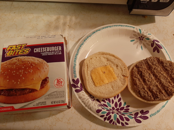 My frozen CheeseBurger I just had